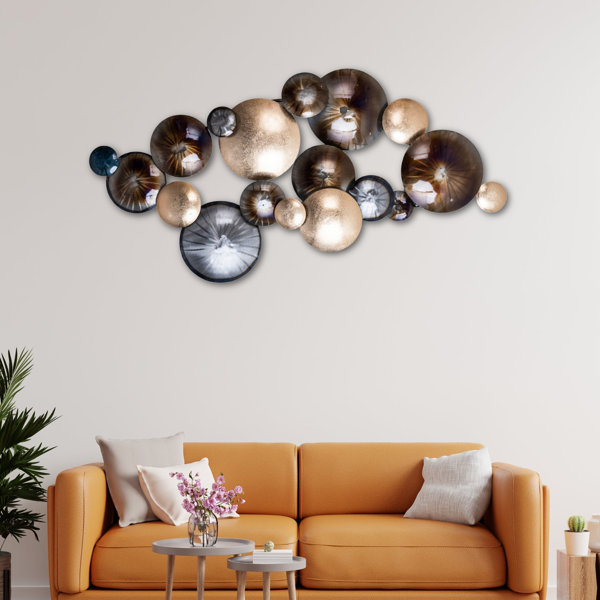 Mercer41 Modern Round Metal Wall Decor, Circular Shields Pattern, Large